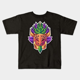 tribal illustration of demon mask Kids T-Shirt